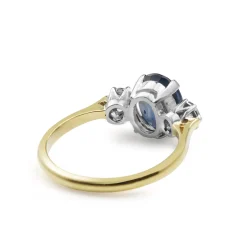 18ct Yellow Gold and Platinum Sapphire and Diamond 3 Stone Ring