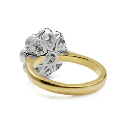 18ct Yellow Gold and Platinum Old Cut Diamond Daisy Ring