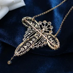 18ct Yellow Gold and Platinum Belle Epoque Old Cut Diamond Brooch / Necklace