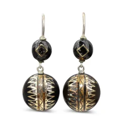 9ct Yellow Gold and Silver Piqué Antique Earrings