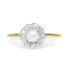 18ct Yellow Gold and Silver Topped Antique Pearl and Diamond Daisy Ring
