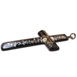 9ct Yellow Gold and Silver Antique Piqué Cross Necklace