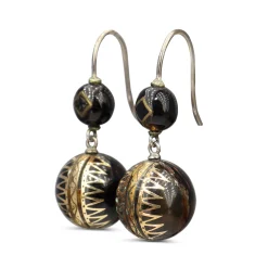 9ct Yellow Gold and Silver Piqué Antique Earrings