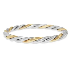 9ct Yellow Gold and Sterling Silver Twist Bangle