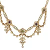 9ct Yellow Gold Antique Amethyst, Pearl and Peridot Suffragette Necklace