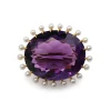 14ct Yellow Gold Antique Amethyst and Pearl Brooch
