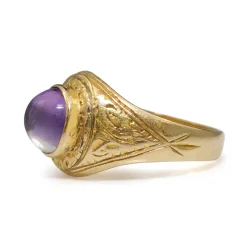 14ct Yellow Gold Antique Amethyst Cabochon Ring
