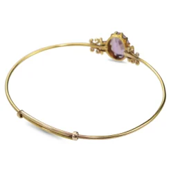 9ct Yellow Gold Antique Amethyst Bangle