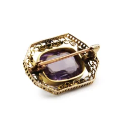 10ct Yellow Gold Antique Amethyst Brooch
