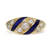 15ct Yellow Gold Antique Blue Enamel and Pearl Ring Circa 1853