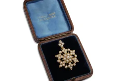 18ct Yellow Gold Antique Boxed Pearl Pendant and Brooch