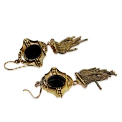 15ct Yellow Gold Antique Cameo Tassel Drop Earrings