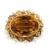 14ct Yellow Gold Antique Citrine and Pearl Brooch