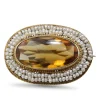 15ct Yellow Gold Antique Citrine and Natural Seed Pearl Brooch