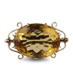 15ct Yellow Gold Antique Citrine Brooch