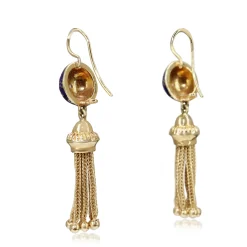 14ct Yellow Gold Antique Enamel and Diamond Tassle Earrings
