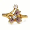 18ct Yellow Gold Antique French Enamel and Old Cut Diamond Ring