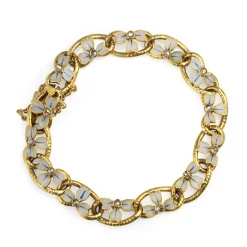 18ct Yellow Gold Antique French Enamel and Rose Cut Diamond Bracelet