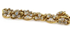 18ct Yellow Gold Antique French Enamel and Rose Cut Diamond Bracelet