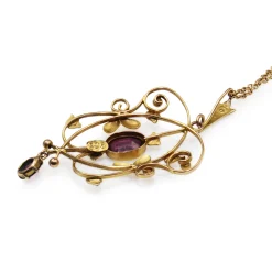 9ct Yellow Gold Antique Garnet and Pearl Pendant