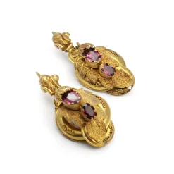 15ct Yellow Gold Antique Georgian Garnet Earrings
