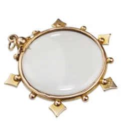 9ct Yellow Gold Antique Glass, Paste and Pearl Pendant / Locket
