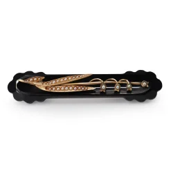 14ct Yellow Gold Antique Jet and Seed Pearl Brooch