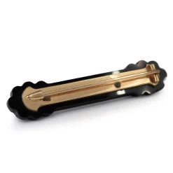 14ct Yellow Gold Antique Jet and Seed Pearl Brooch
