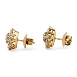 18ct Yellow Gold Antique Old Cut Diamond Daisy Cluster Earrings