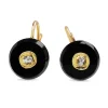 18ct Yellow Gold Antique Onyx and Old Cut Diamond Earrings