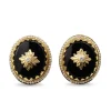 14ct Yellow Gold Antique Onyx, Diamond and Pearl Stud Earrings