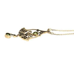 9ct Yellow Gold Antique Peridot and Pearl Necklace