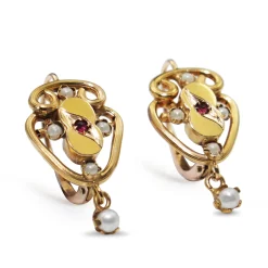15ct Yellow Gold Antique Pearl and Paste Earrings