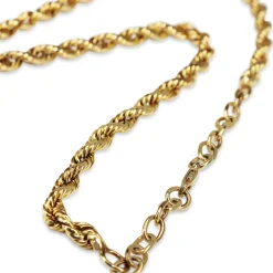 9ct Yellow Gold Antique Rope Chain Necklace with Locket and Fob