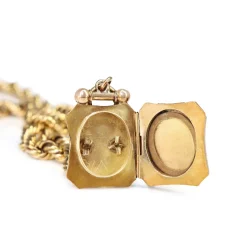 9ct Yellow Gold Antique Rope Chain Necklace with Locket and Fob