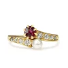 18ct Yellow Gold Antique Ruby, Pearl and Old Cut Diamond Moi et Toi Ring