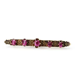 15ct Yellow Gold Antique Ruby Bar Brooch