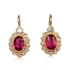 18ct Yellow Gold Antique Ruby and Diamond Drop Earrings