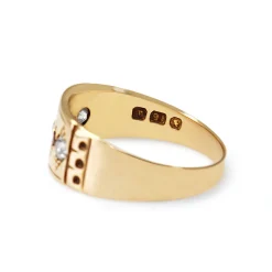 15ct Yellow Gold Antique Ruby and Old Cut Diamond Band Ring