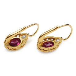 18ct Yellow Gold Antique Ruby and Diamond Drop Earrings