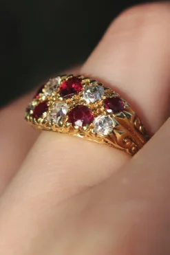 18ct Yellow Gold Antique Ruby and Diamond Ring