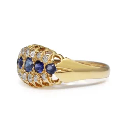 18ct Yellow Gold Antique Sapphire and Old/Rose Cut Diamond Ring