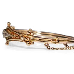 9ct Yellow Gold Antique Sapphire and Rose Cut Diamond Bangle