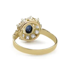18ct Yellow Gold Antique Sapphire and Diamond Cluster Ring