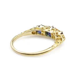 18ct Yellow Gold Antique Sapphire and Diamond Ring