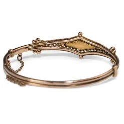 9ct Yellow Gold Antique Sapphire and Rose Cut Diamond Bangle