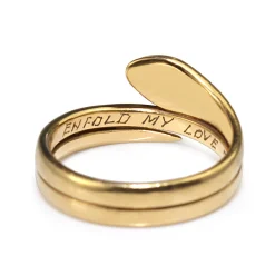 18ct Yellow Gold Antique Snake Ring With Rose Cut Diamond Eyes