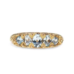 9ct Yellow Gold Antique Style Topaz 5 Stone Ring