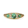 9ct Yellow Gold Antique Style Emerald and Diamond 3 Stone Ring