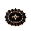 9ct Yellow Gold Antique Victorian Jet and Pearl Brooch